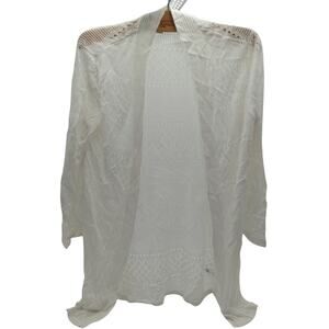 Croft&Barrow M White Open-Front Knit Cardigan, 100% Rayon